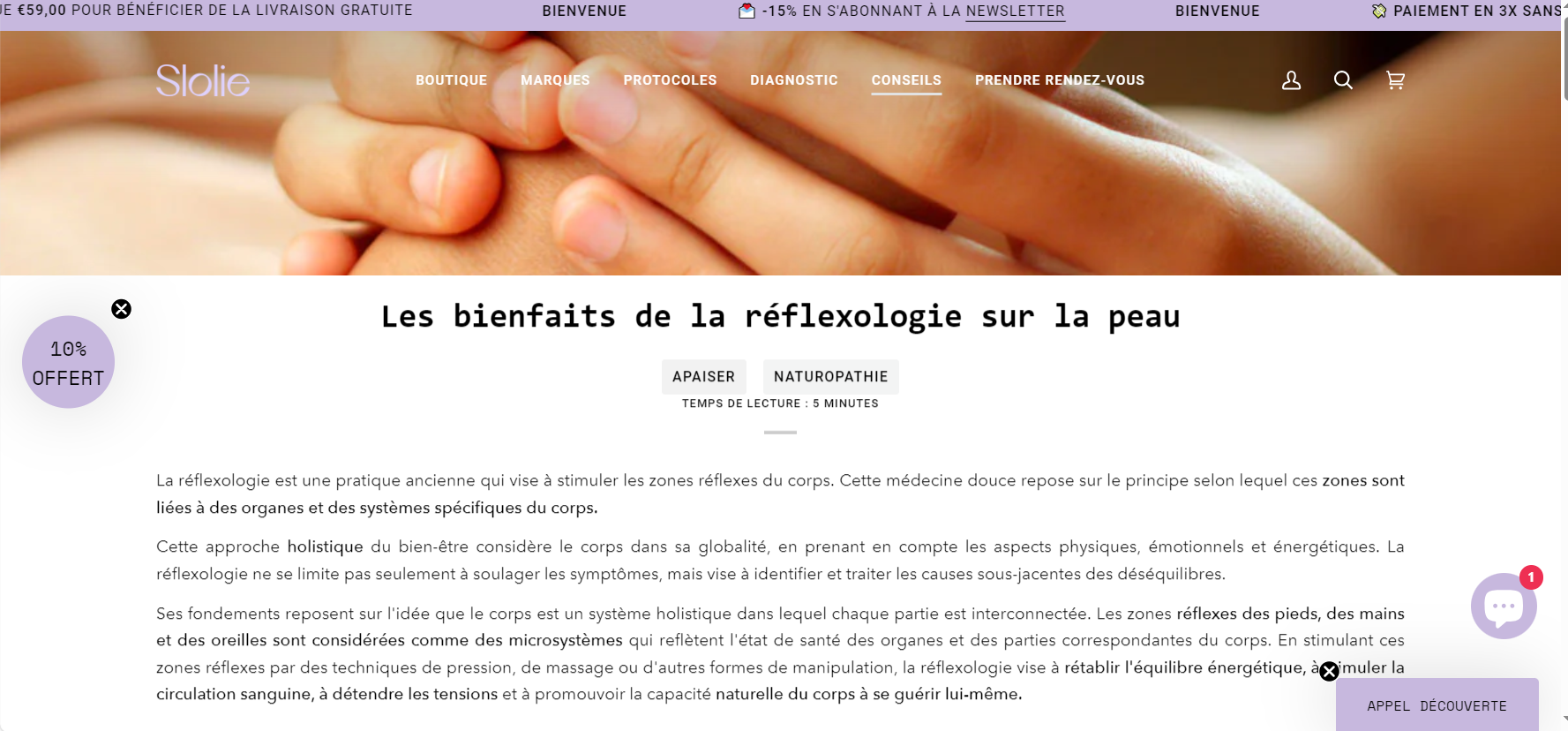 photo bienfaits reflexologie sur la peau sabrina loret aix en provence